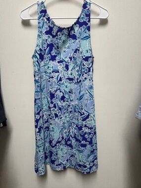 Lilly Pulitzer Navy and Light Blue Floral Tank Dress